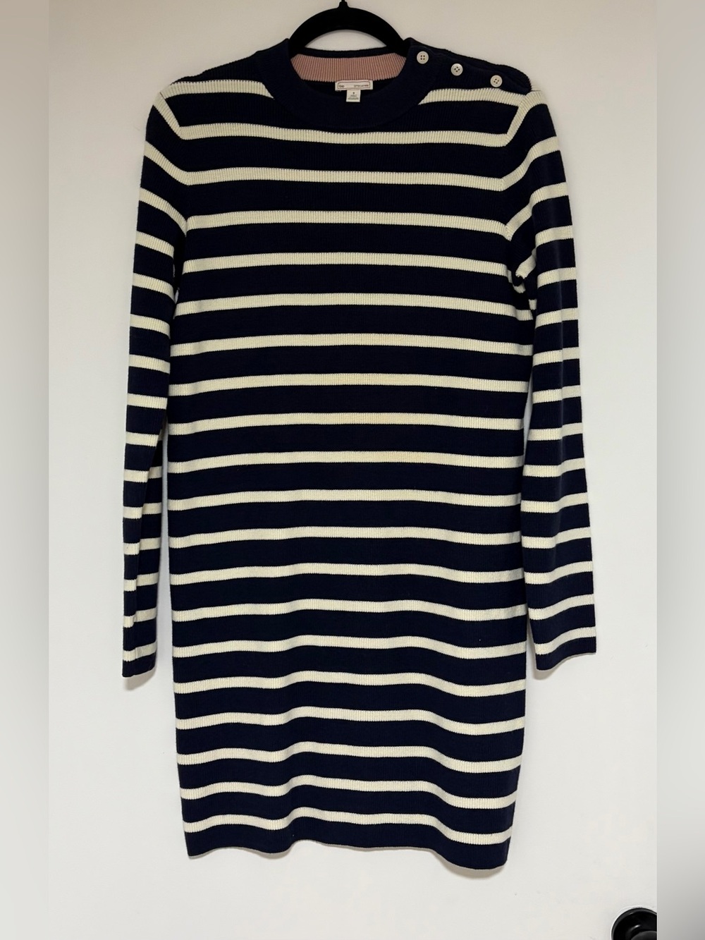 Gap Women’s Cotton Cashmere Navy White Long Sleeve Sweater Dress Size Small